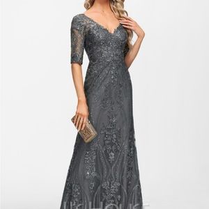 Formal Floor-length Evening Dress with Sequins